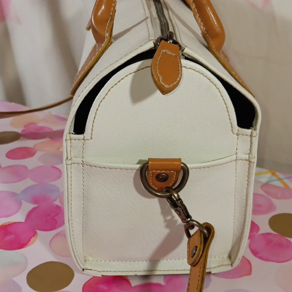 Vintage Esprit Tan and White Satchel with Timeless Design - Picture 6 of 11